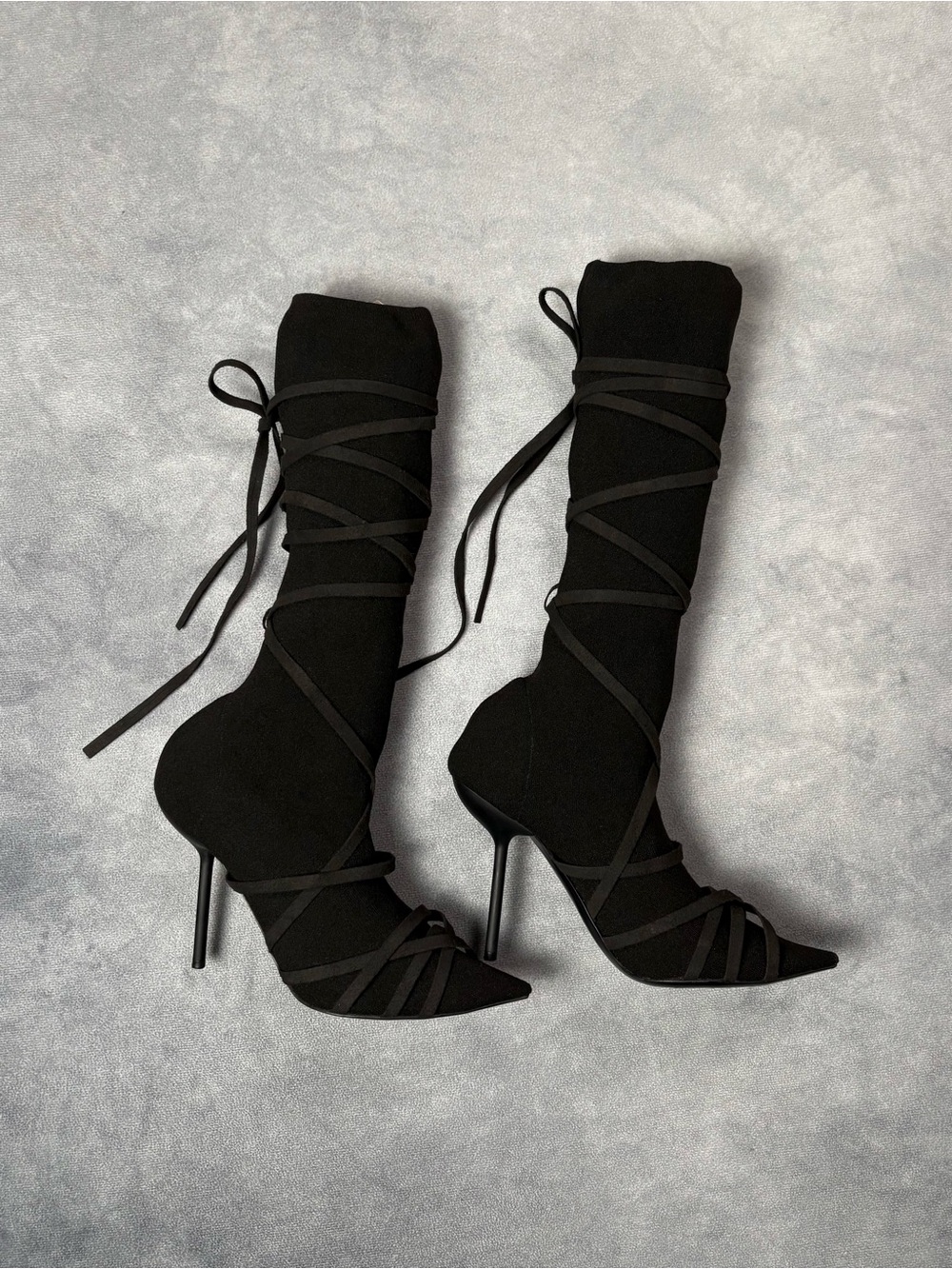 Unravel Project by Ben Taverniti Black Lace Up High Stiletto Sock Boots RRP1600$ - Picture 3 of 16